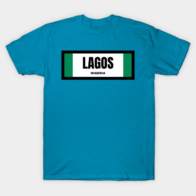 Lagos City in Nigerian Flag T-Shirt by aybe7elf